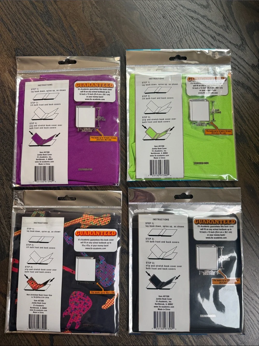 6 Jumbo Super Stretchy Book Cover - Assorted Bright Colors & 12 folders